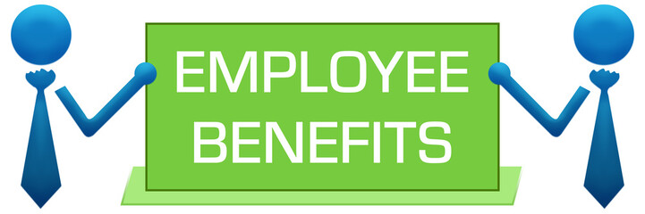 Employee Benefits Banner Symbols Left Right Green Blue 