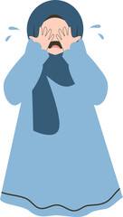 Muslim girl crying Illustration 