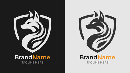 Minimalist fierce angry fox logo design