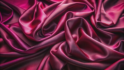 Obraz premium Luxurious dark red and purple silk fabric with intricate folds and subtle sheen, showcasing rich textures and vibrant colors in a glamorous still life setting.