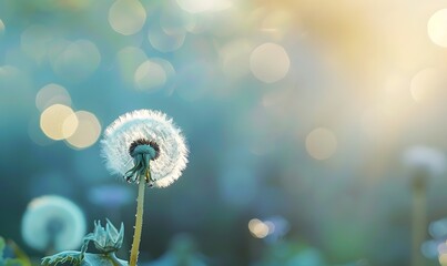 dandelion on sunlight background, Generative AI