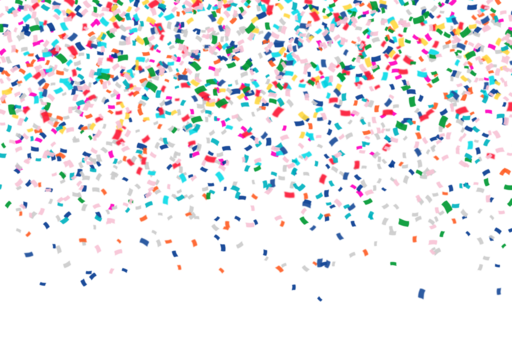Colorful bright confetti isolated on transparent background. Festive vector illustration hand made