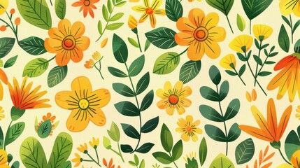 Yellow and Orange Floral Pattern.