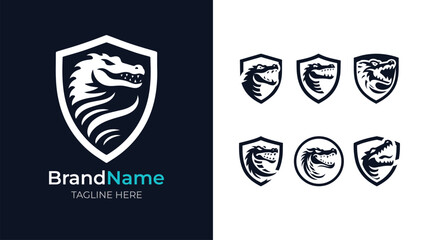 Dynamic crocodile head logo in aggressive style