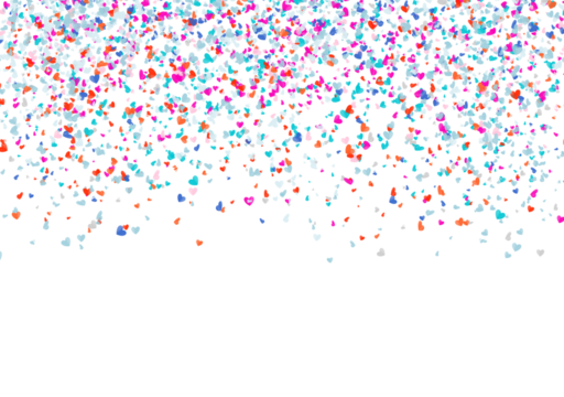 Colorful bright confetti isolated on transparent background. Festive vector illustration hand made