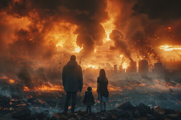 Image of apocalypse night disaster nuclear war generative Ai