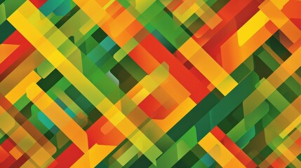 Abstract Geometric Background with Green, Orange, Yellow and Red Colors.