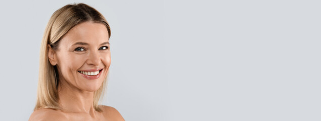 Youthful appearance, aesthetic medicine, injection cosmetology concept. Closeup studio shot of...