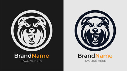 Sleek dog head logo in monochrome style