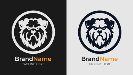 Timeless black and white dog head logo