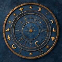 Detailed illustration of the zodiac wheel with all 12 signs, zodiac wheel, astrology symbols