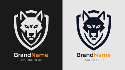 Modern grayscale dog head logo