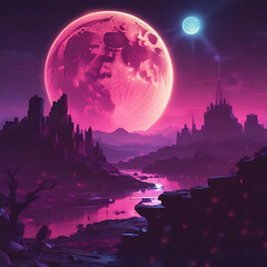 moon over the mountains