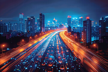 Obraz premium IoT integration to manage urban infrastructure using connected devices and sensors. This includes smart lighting systems that adjust themselves, traffic management systems that reduce congestion