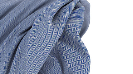 3D render of wavy in air herringbone wool fabric for drape coat