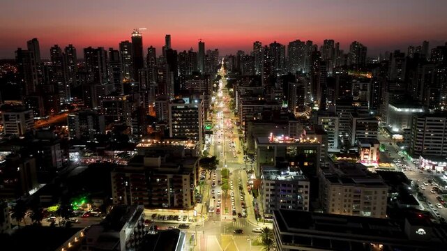 Sunset City At Joao Pessoa Paraiba Brazil. Bustling Downtown Cityscape With Modern Buildings. Building Town Sky Illumination Urban. Town Outside. Joao Pessoa Paraiba.