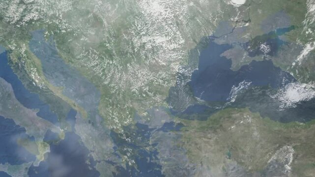 Zooming in on Shumen, Bulgaria frome space - Perfect for Travel Intros and Backgrounds. Realistic 3D Animation.