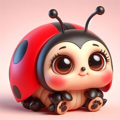 Naklejka premium Cute Ladybug cartoon ,3d Generative AI 