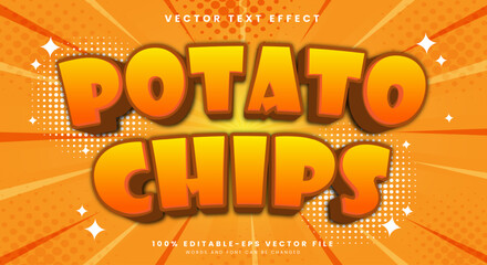 Potato Chips 3d Editable Text effect template suitable for snack food