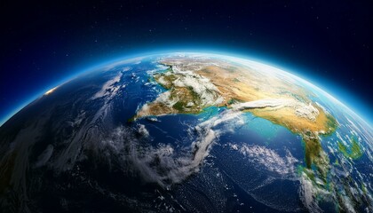 Planet Earth from space with visible weather patterns