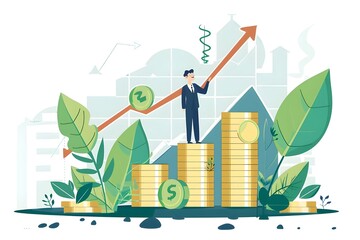 business graph with arrow