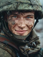 Fototapeta premium A close-up shot of someone wearing a helmet, great for depicting safety gear or action sports