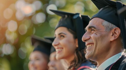 Fototapeta premium Celebrating Achievements, Emotional Graduation Ceremony with Tears of Joy and Proud Family.