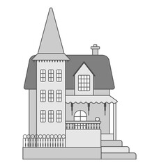 Gray house with an extension, porch and canopy