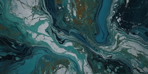 Obraz premium Beautiful abstract marble background with a mix of blue and green colors. AI generated.