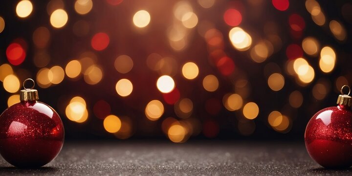 christmas sparkle background with red and gold lights advertising mockup with copy space for product display, show or present product.