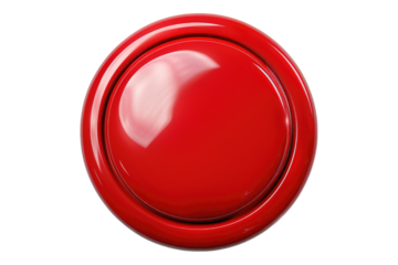 Red button isolated on transparent background