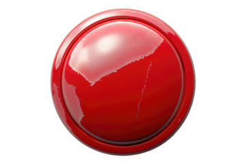 Red button isolated on transparent background