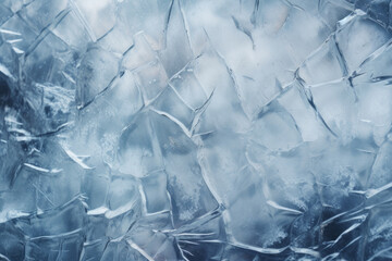 Obraz premium Processed collage of blue cold cracked ice surface texture. Background for banner, backdrop