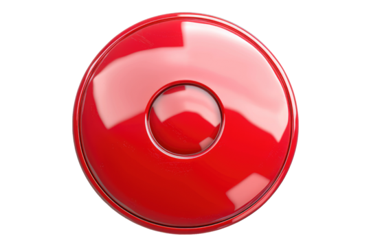 Red button isolated on transparent background