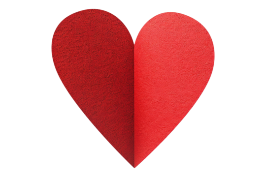 Red paper heart isolated on transparent background