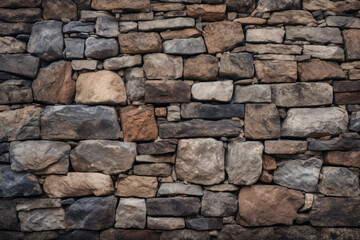 Fototapeta premium Processed collage of old medieval stone wall texture in daylight. Background for banner