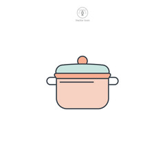 Saucepan, Cooking Pot icon theme symbol vector illustration isolated on white background