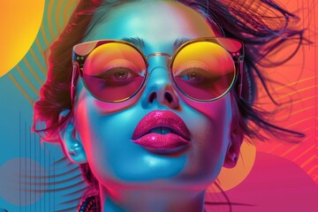 Obraz premium 01062027 54 4 Pop art with trendy 3D elements and vibrant colors --ar 3:2 --style raw --stylize 250 Job ID: 586a13bd-a7be-4544-a75b-0d04ffc88405