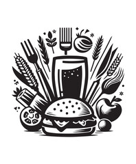 vector food vector art,graphics foods icons set,vintage illustration food clipart,vector foods flat style artwork design.