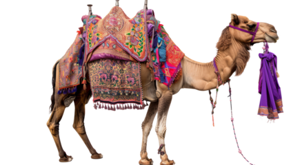 Camel animal with a hump isolated on transparent background. Desert nature travel and transportation, Arabic wildlife livestock, UAE, middle east