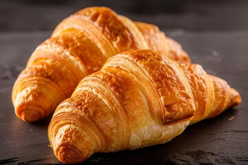 Realistic croissant on white background close-up, generated by AI illustration.. Beautiful simple AI generated image in 4K, unique.