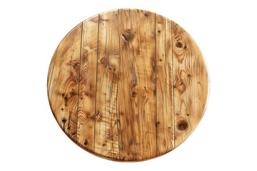 Round wooden table isolated on transparent background