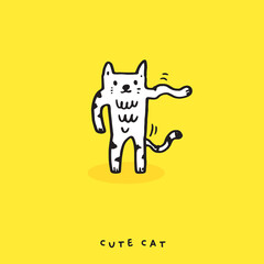 Cute cat doodle vector design,Cat hand drawn doodle cartoon,cat vector illustration for print, cute animal