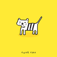 Cute cat doodle vector design,Cat hand drawn doodle cartoon,cat vector illustration for print, cute animal