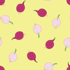 Seamless pattern with onion. Flat food background. Good for textile, wrapp and cover