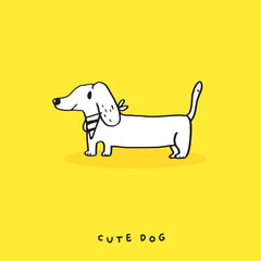 Hand drawing doodle cute dog vector illustration for t-shirt ,card, poster design for kids. Vector illustration design for fashion fabrics, textile graphics, prints, Cute dog cartoon