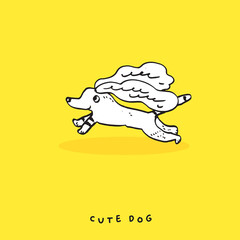 Hand drawing doodle cute dog vector illustration for t-shirt ,card, poster design for kids. Vector illustration design for fashion fabrics, textile graphics, prints, Cute dog cartoon