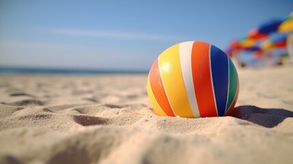 Obraz premium Colorful Beach Ball on Sand