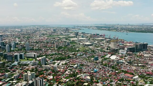 Cebu city with port, modern buildings and business districts. Philippines.