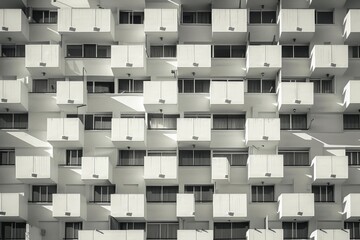 Balconies with railings in a multi-storey building. Beautiful simple AI generated image in 4K, unique.